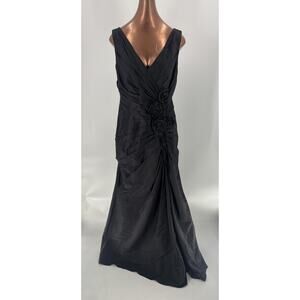 Jade by Jasmine Dress Womens 8 Black Pleated Sleeveless Mother of Bride Beaded